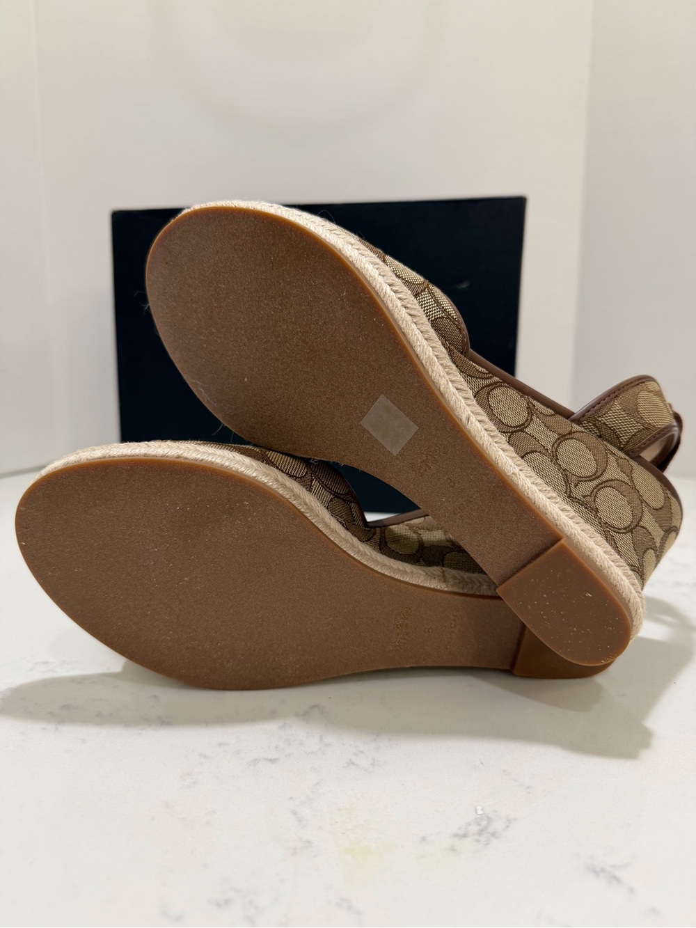 Coach Monogram Ankle-Tie Espadrille Wedges in Brown - Picture 9 of 10